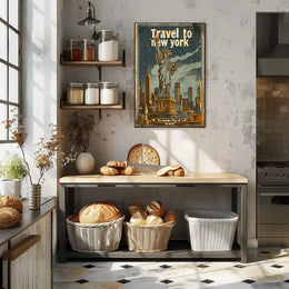 New York Vintage Travel Poster Featuring Statue of Liberty PosterGoat