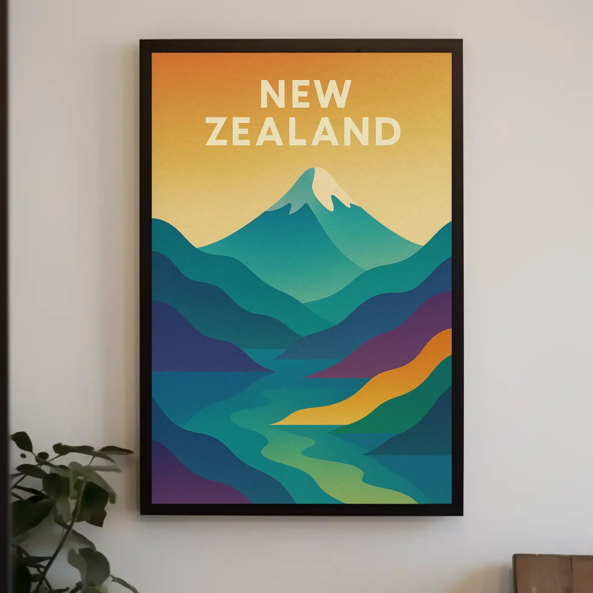 New Zealand Mountain Adventure Modern Travel Poster PosterGoat