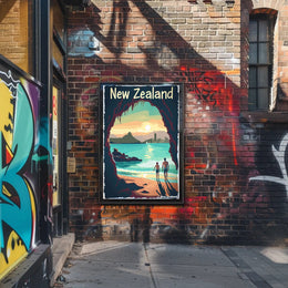 New Zealand Scenic Vintage Travel Poster PosterGoat