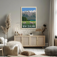 New Zealand Vintage Travel Scenery Poster PosterGoat