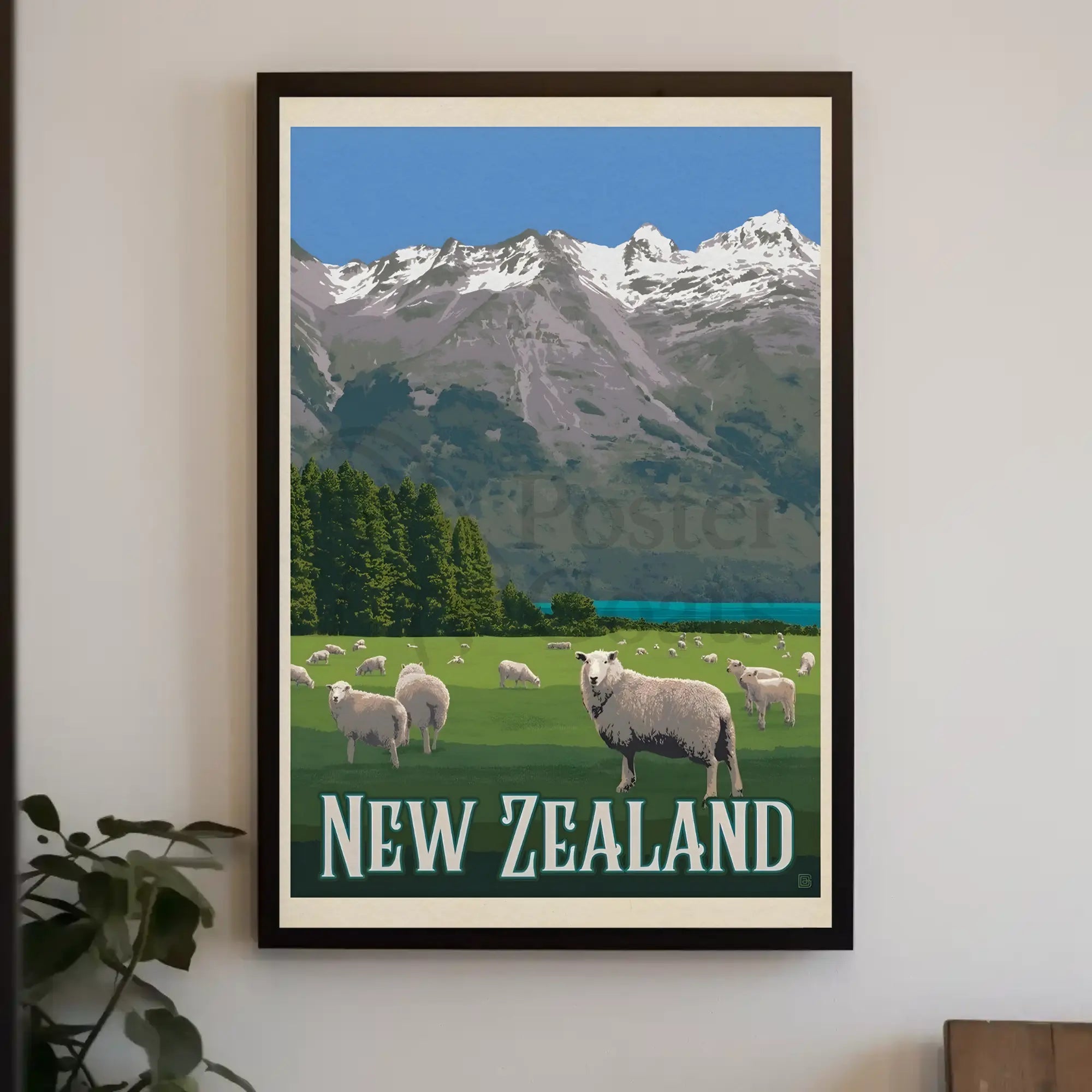 New Zealand Vintage Travel Scenery Poster PosterGoat
