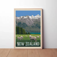 New Zealand Vintage Travel Scenery Poster PosterGoat