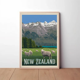 New Zealand Vintage Travel Scenery Poster PosterGoat