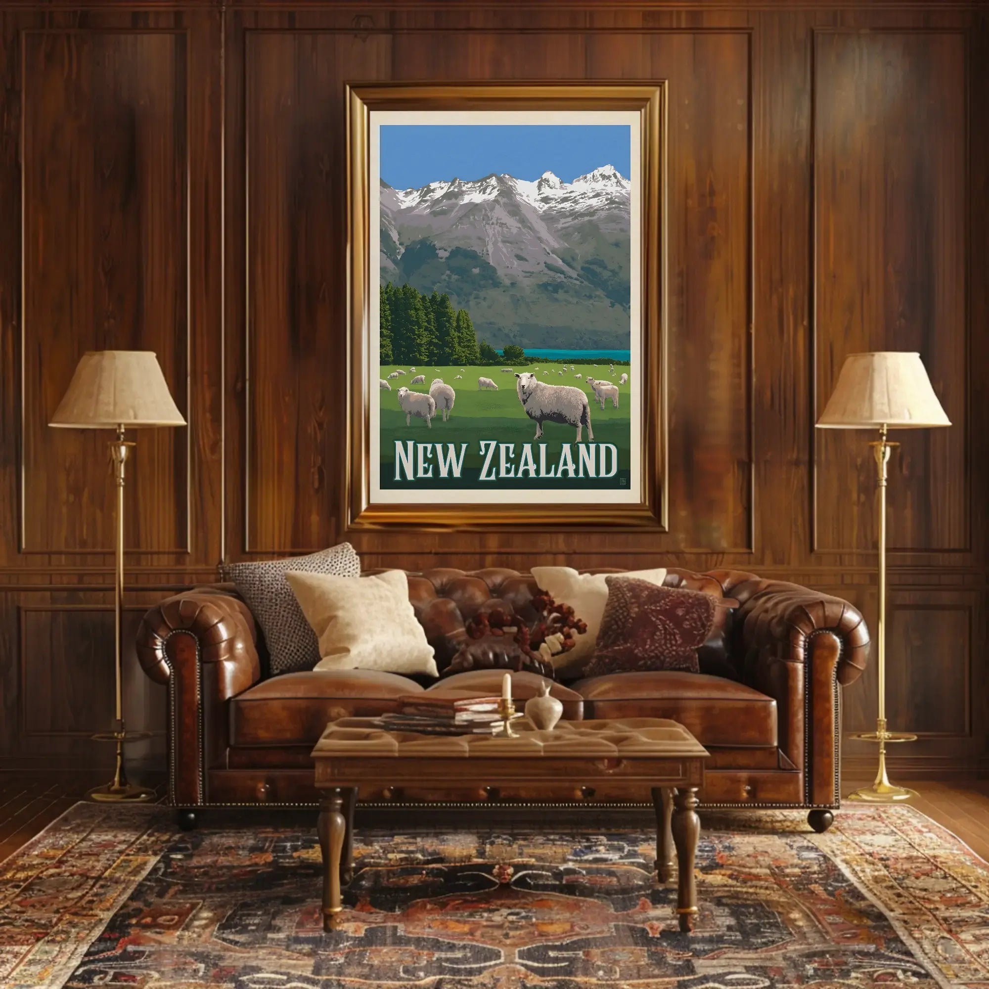 New Zealand Vintage Travel Scenery Poster PosterGoat