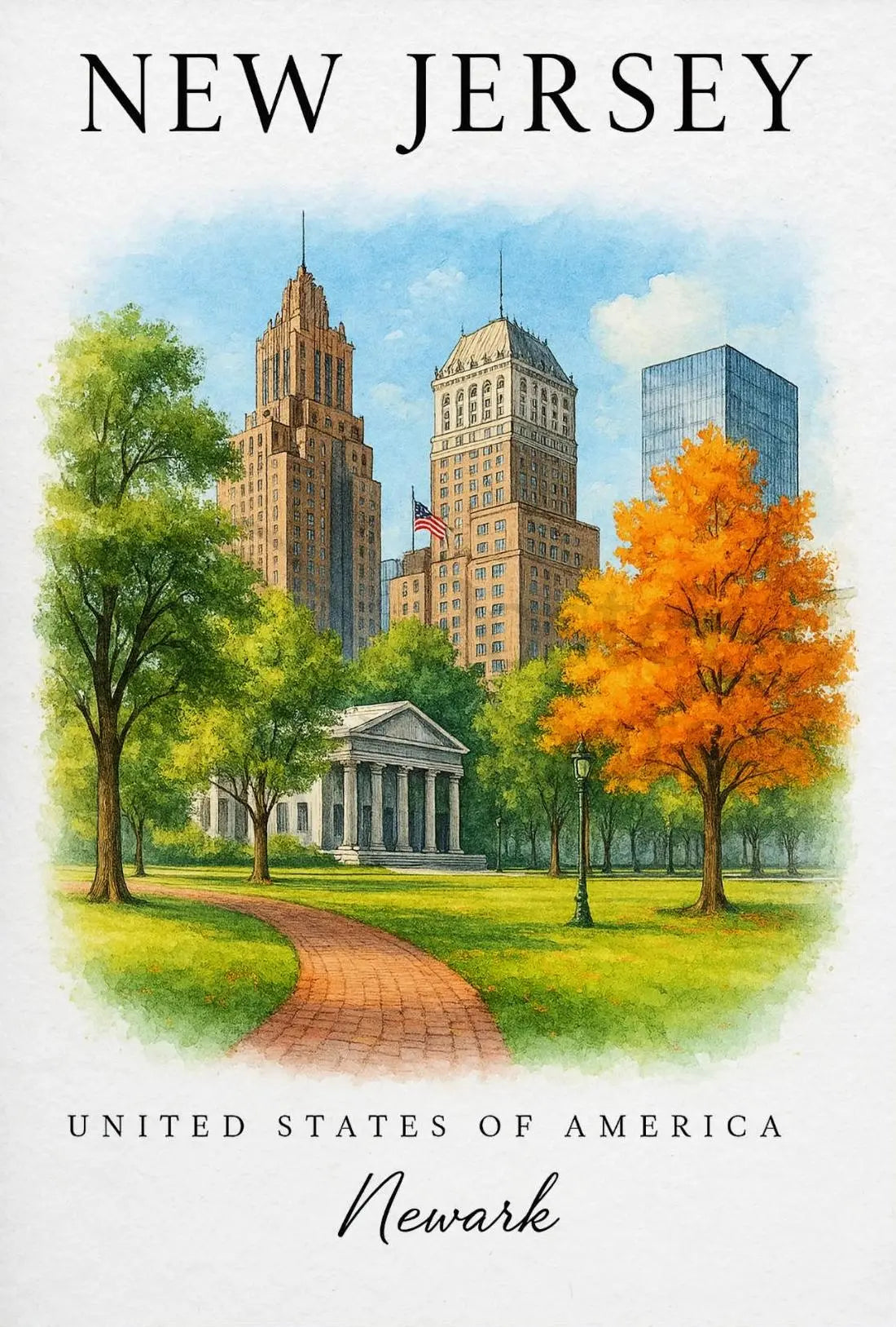 Newark Urban Serenity Art Travel Poster PosterGoat