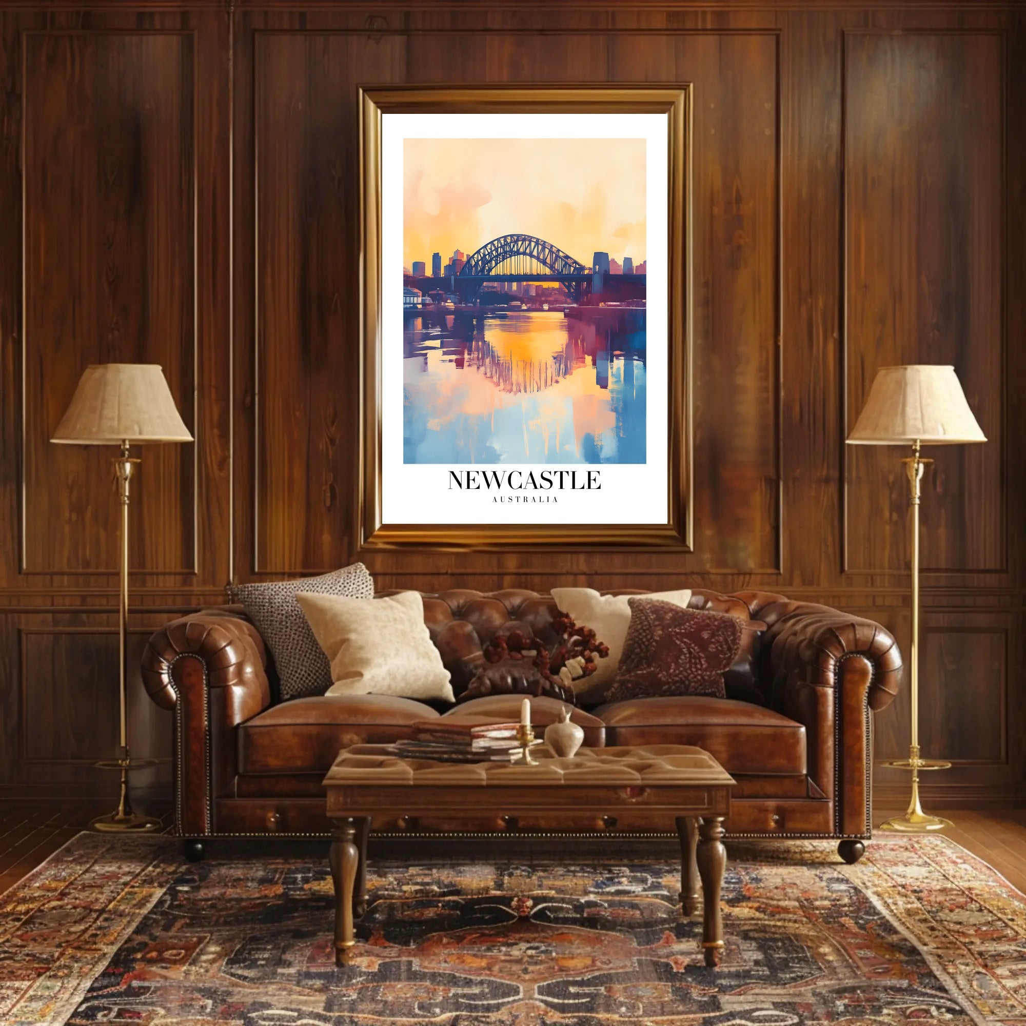 Newcastle Cityscape at Sunset: Urban or Cityscape Poster PosterGoat