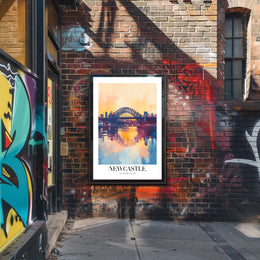 Newcastle Cityscape at Sunset: Urban or Cityscape Poster PosterGoat