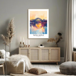 Newcastle Cityscape at Sunset: Urban or Cityscape Poster PosterGoat