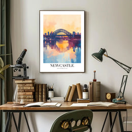 Newcastle Cityscape at Sunset: Urban or Cityscape Poster PosterGoat