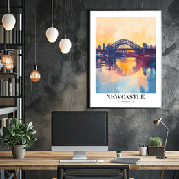 Newcastle Cityscape at Sunset: Urban or Cityscape Poster PosterGoat