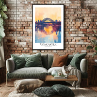 Newcastle Cityscape at Sunset: Urban or Cityscape Poster PosterGoat