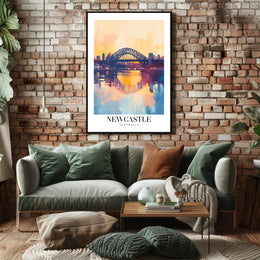 Newcastle Cityscape at Sunset: Urban or Cityscape Poster PosterGoat