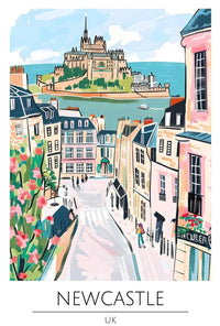 Newcastle Whimsical Artistic Travel Poster PosterGoat