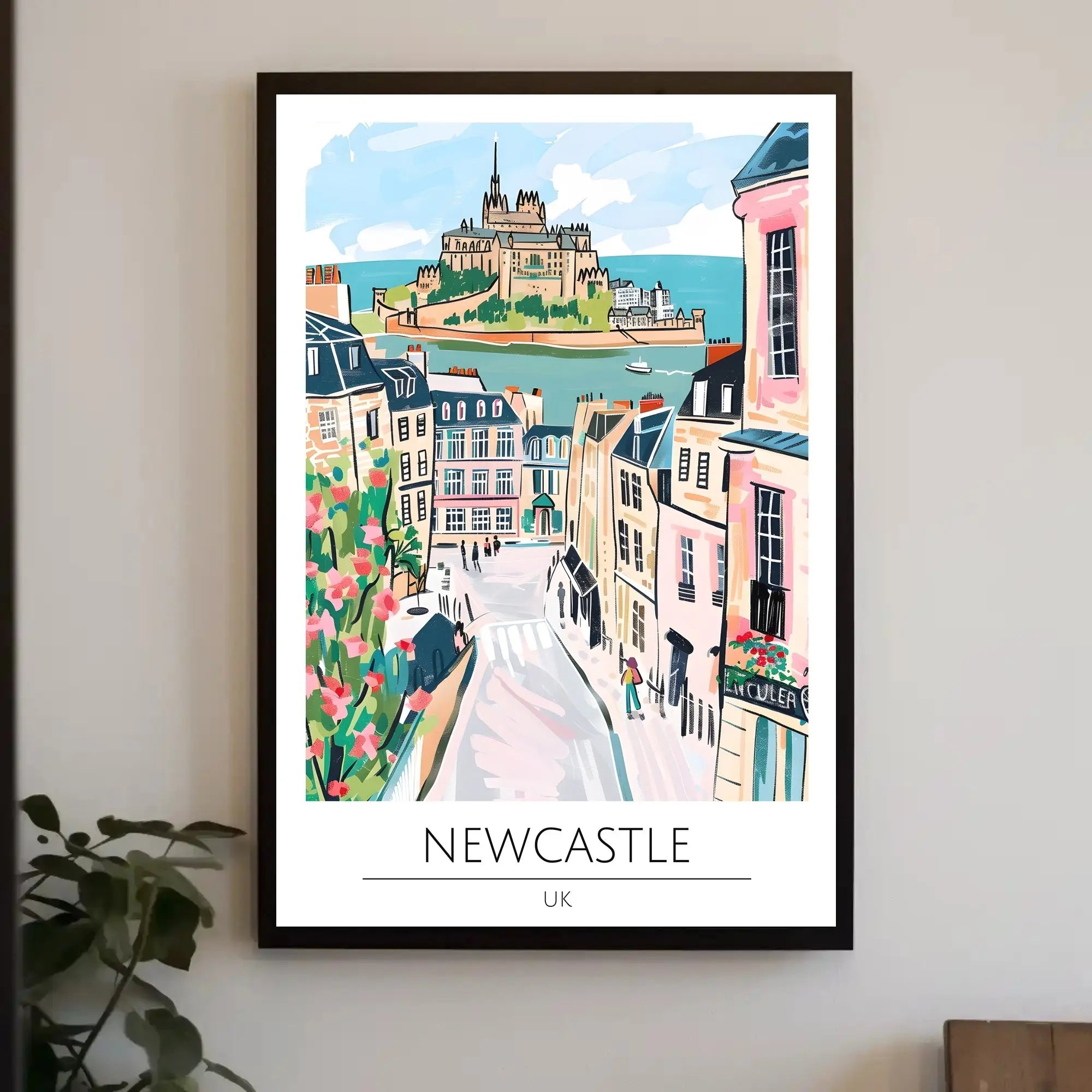 Newcastle Whimsical Artistic Travel Poster PosterGoat
