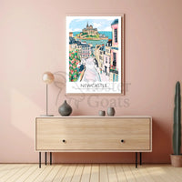 Newcastle Whimsical Artistic Travel Poster PosterGoat