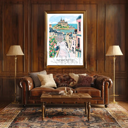 Newcastle Whimsical Artistic Travel Poster PosterGoat