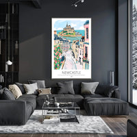 Newcastle Whimsical Artistic Travel Poster PosterGoat