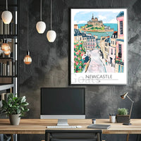 Newcastle Whimsical Artistic Travel Poster PosterGoat
