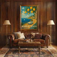 Newport Beach Idyllic Coastline Retro Travel Poster PosterGoat