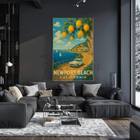 Newport Beach Idyllic Coastline Retro Travel Poster PosterGoat