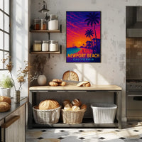 Newport Beach Retro Style Travel Poster PosterGoat