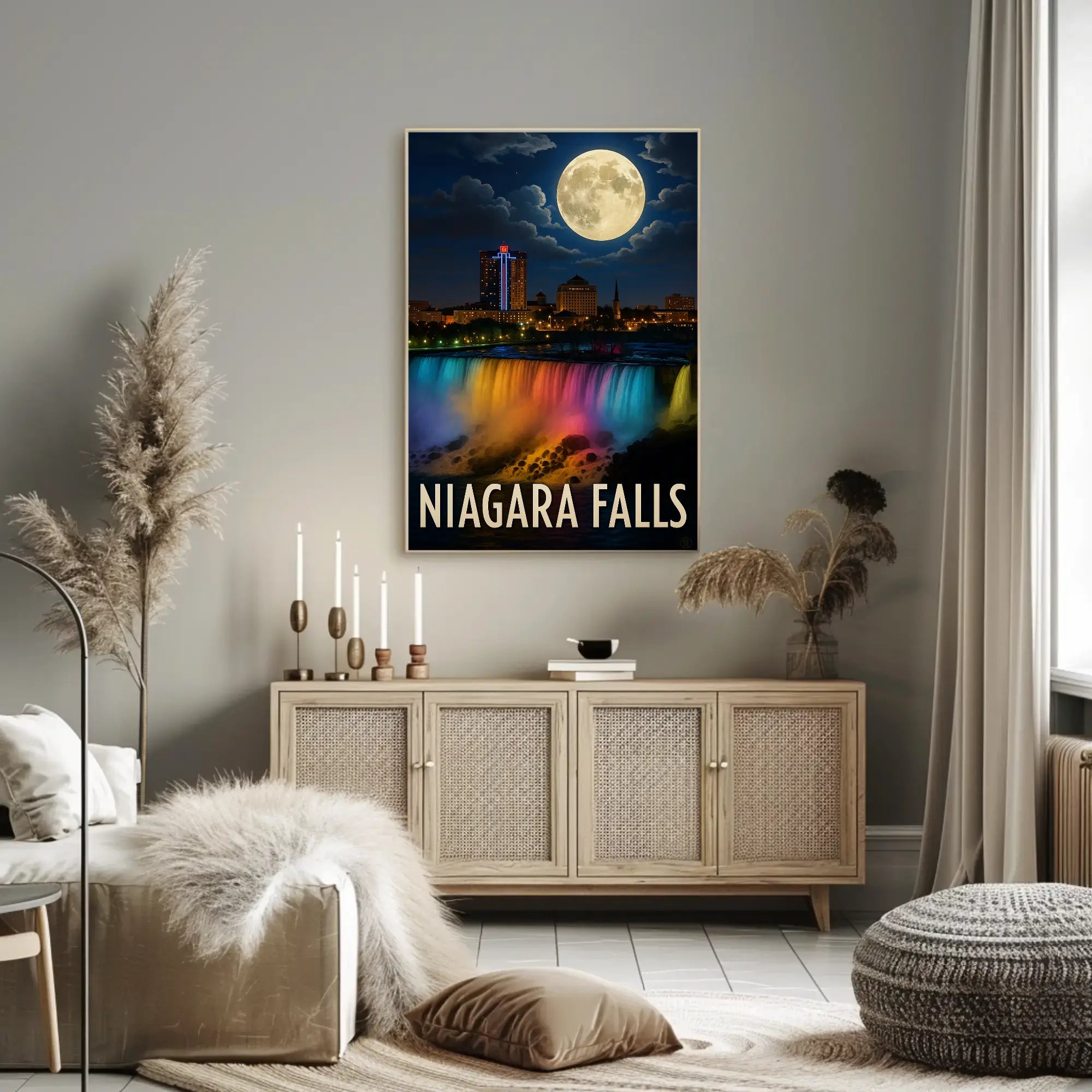 Niagara Falls Illuminated Nightscape Travel Poster PosterGoat