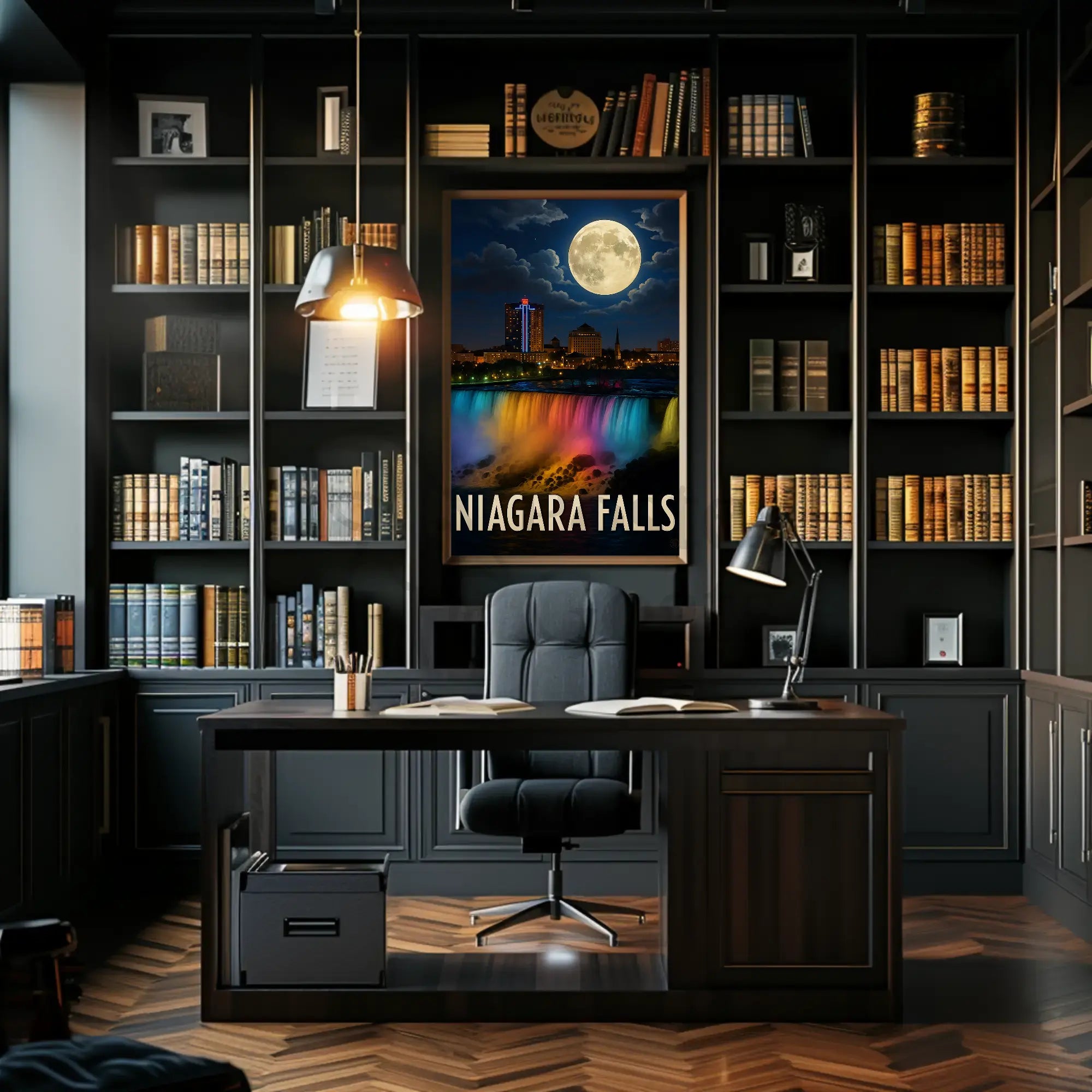 Niagara Falls Illuminated Nightscape Travel Poster PosterGoat