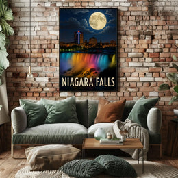 Niagara Falls Illuminated Nightscape Travel Poster PosterGoat