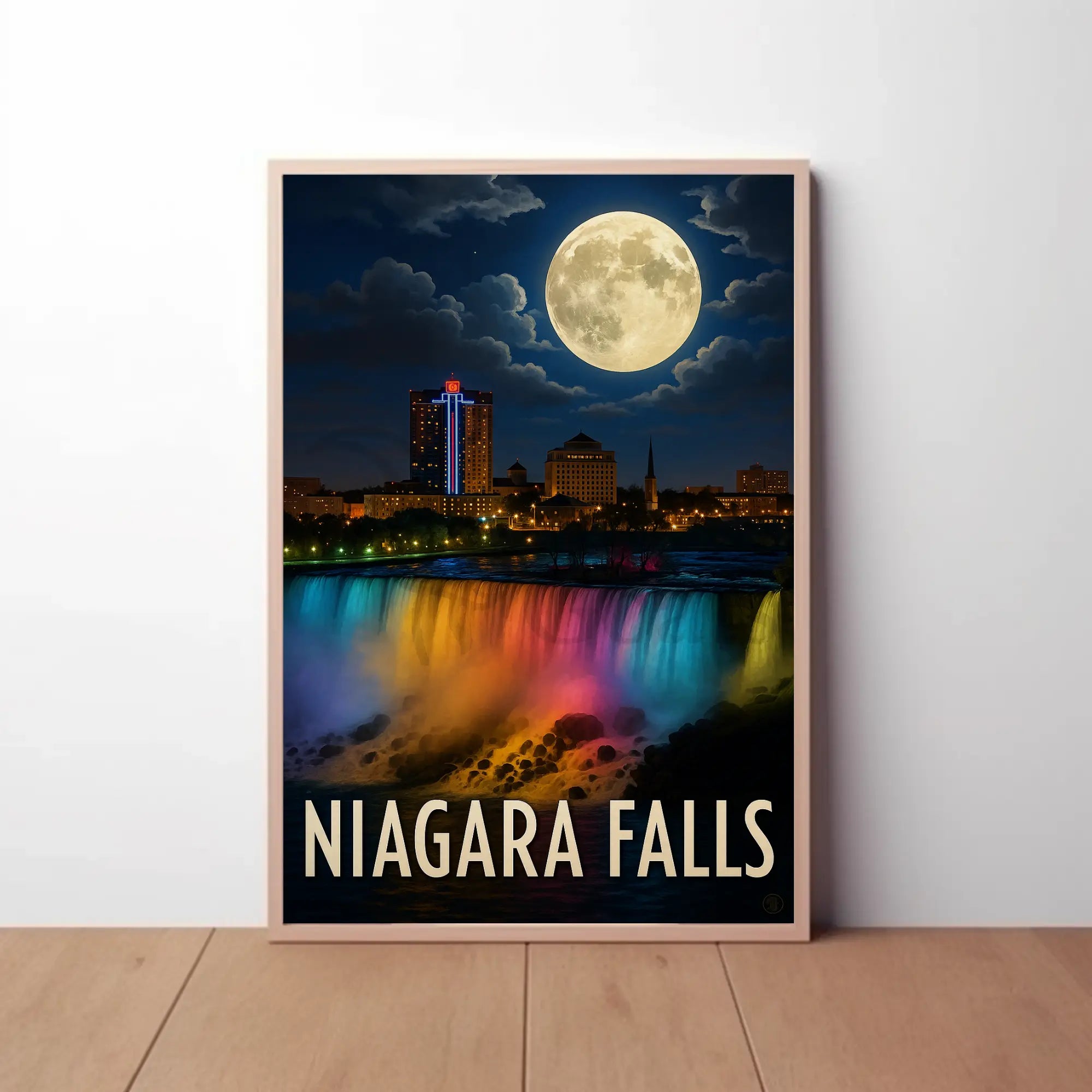 Niagara Falls Illuminated Nightscape Travel Poster PosterGoat