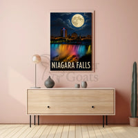Niagara Falls Illuminated Nightscape Travel Poster PosterGoat
