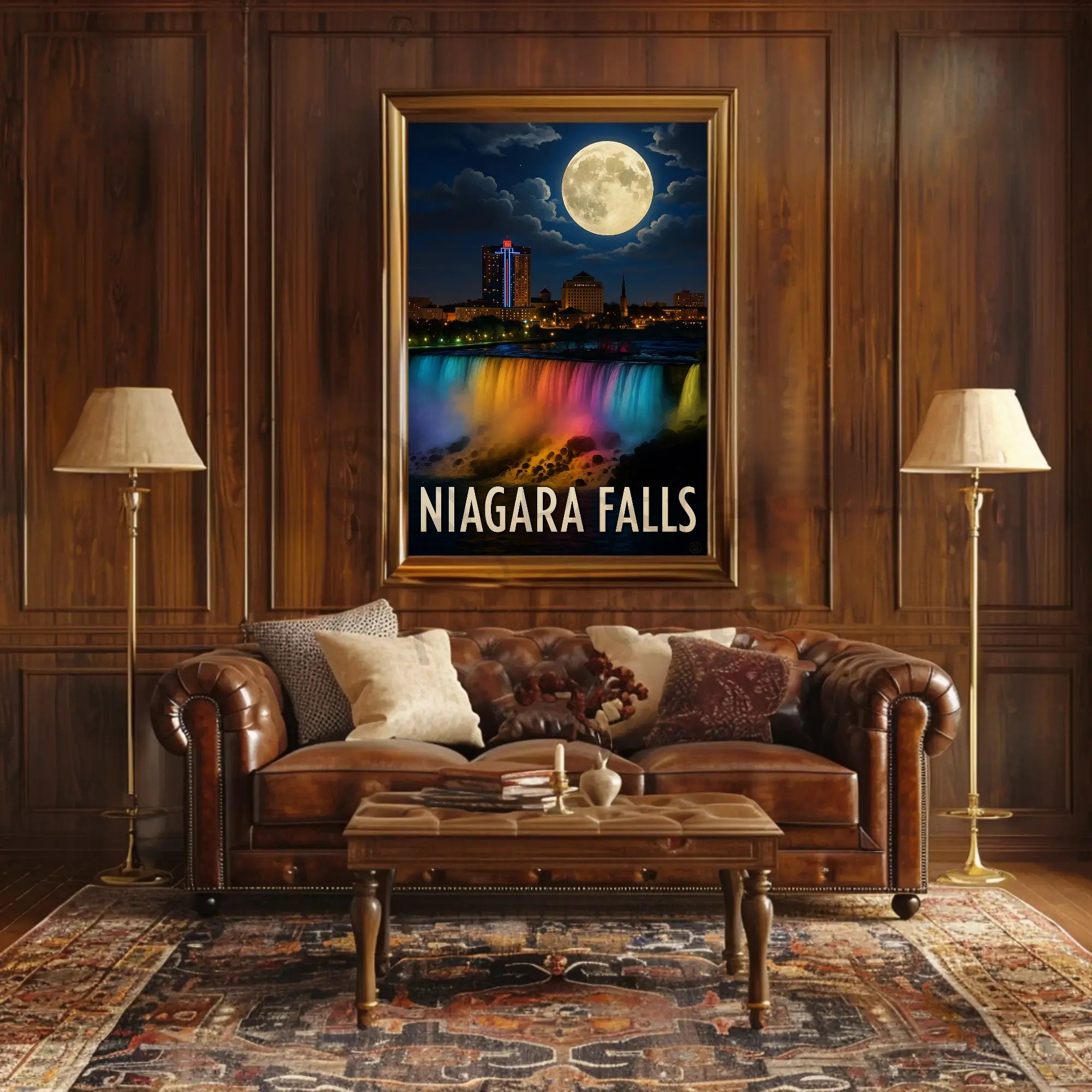 Niagara Falls Illuminated Nightscape Travel Poster PosterGoat