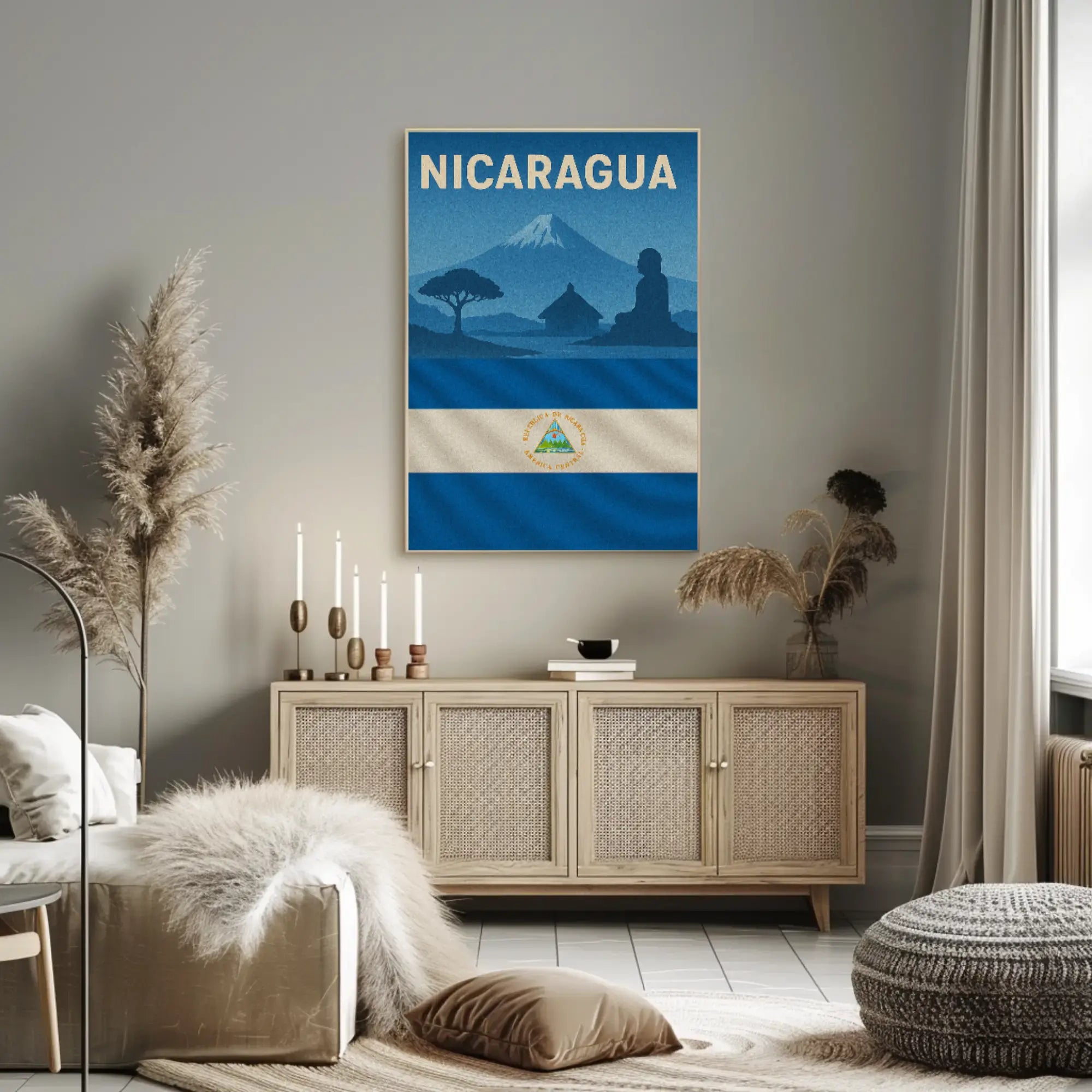 Nicaragua Vintage Scenic Travel Poster PosterGoat