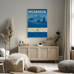 Nicaragua Vintage Scenic Travel Poster PosterGoat
