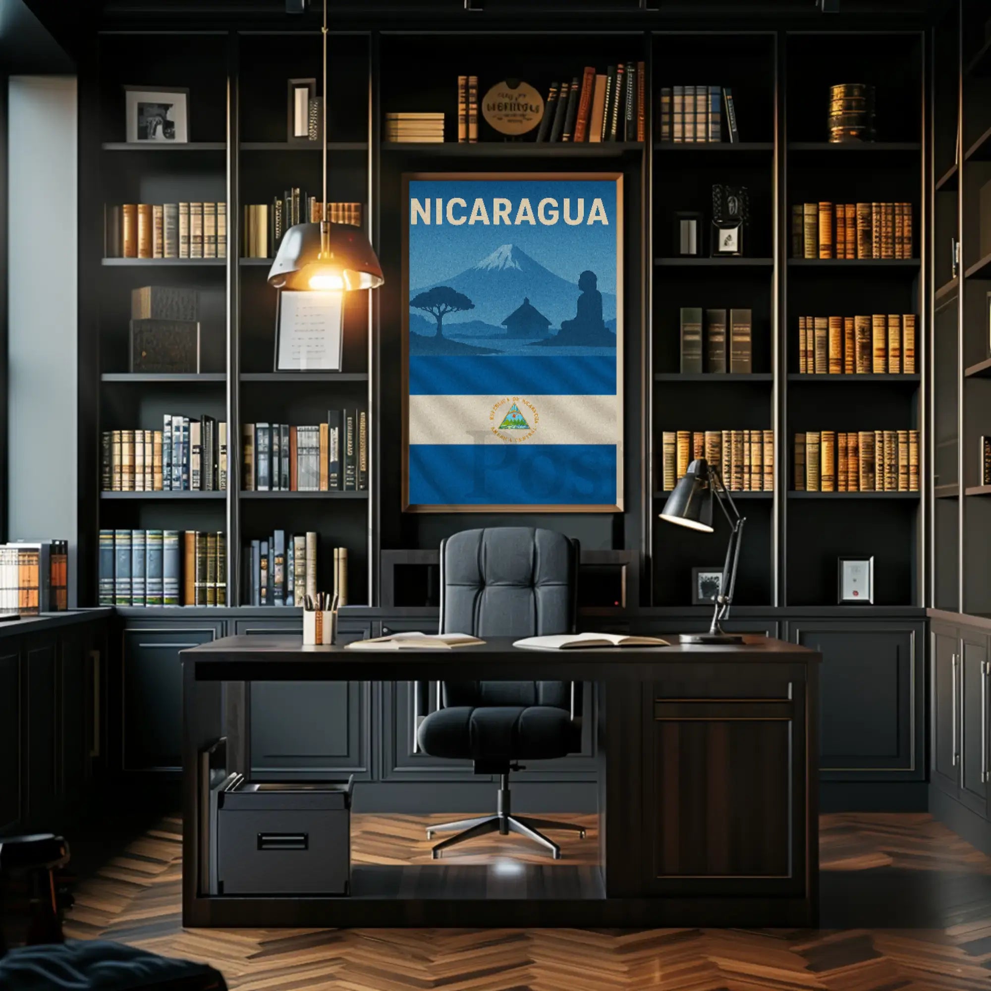 Nicaragua Vintage Scenic Travel Poster PosterGoat