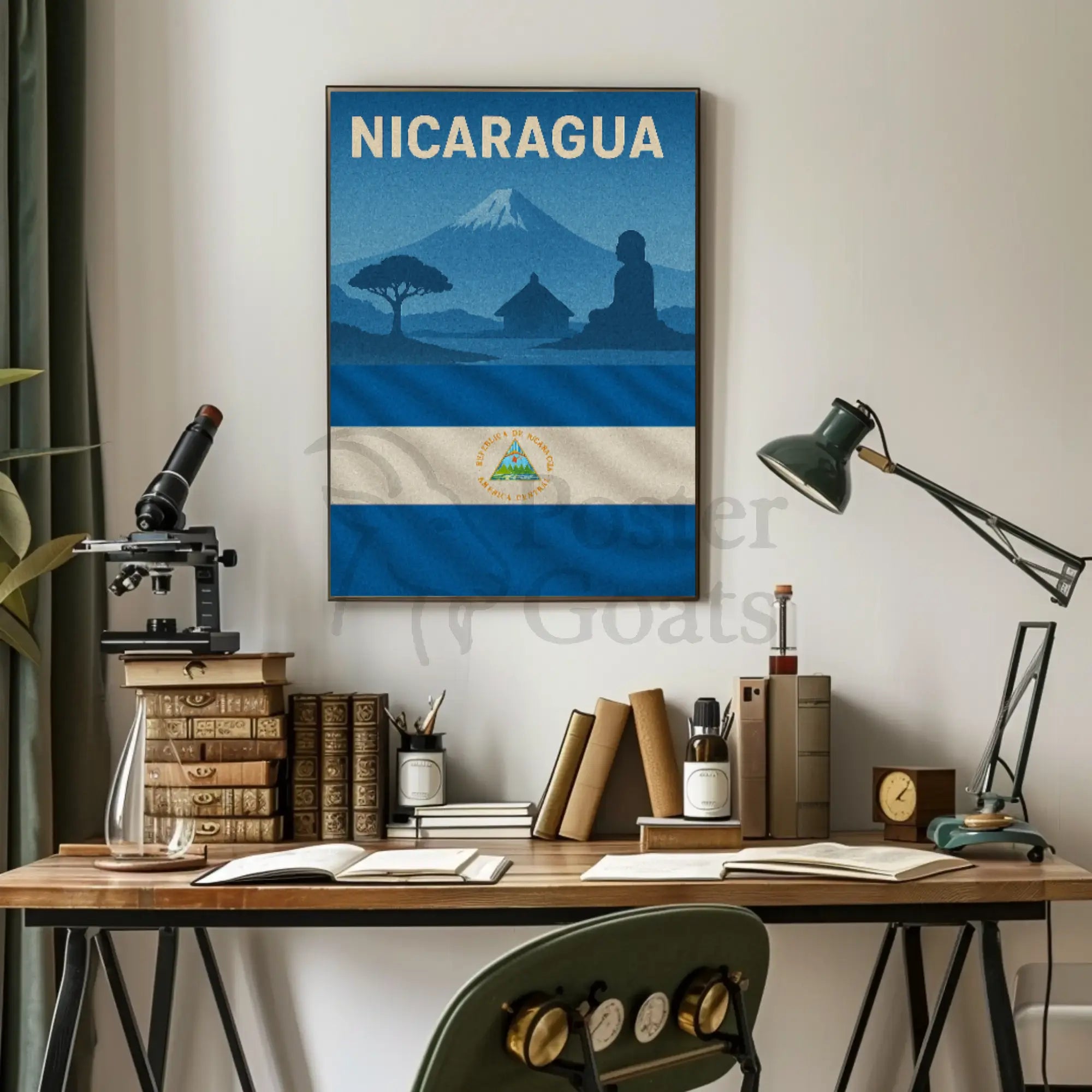 Nicaragua Vintage Scenic Travel Poster PosterGoat