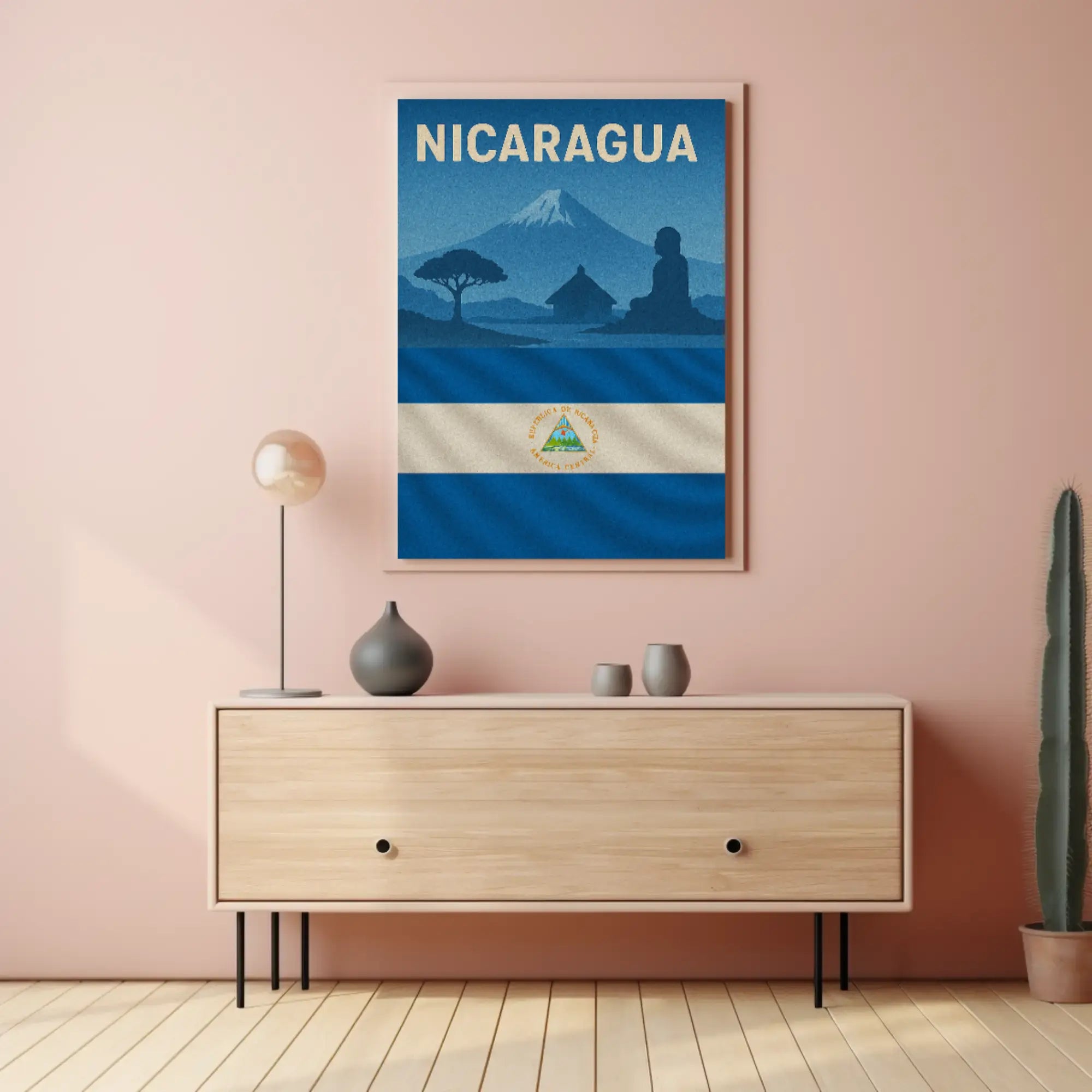 Nicaragua Vintage Scenic Travel Poster PosterGoat