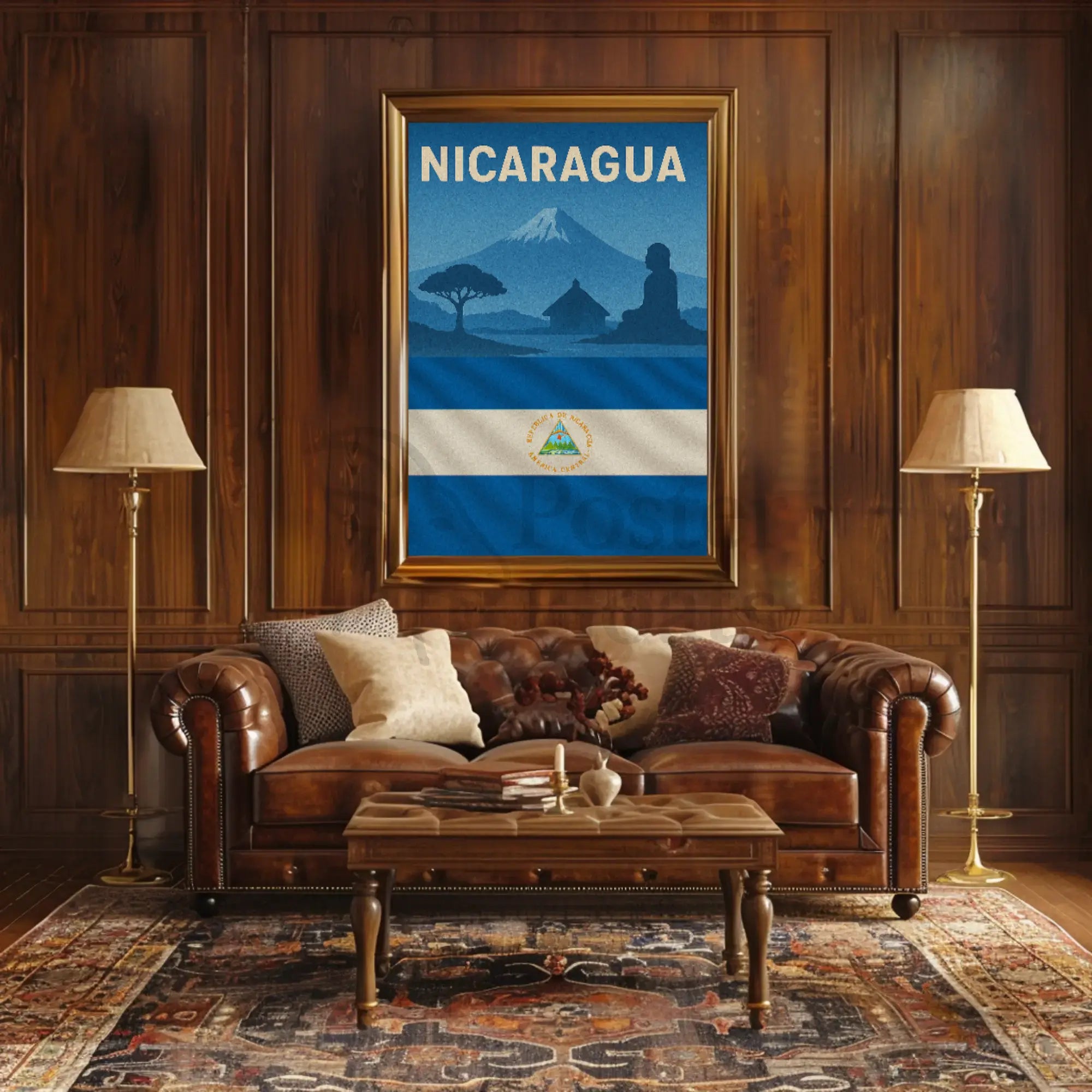 Nicaragua Vintage Scenic Travel Poster PosterGoat