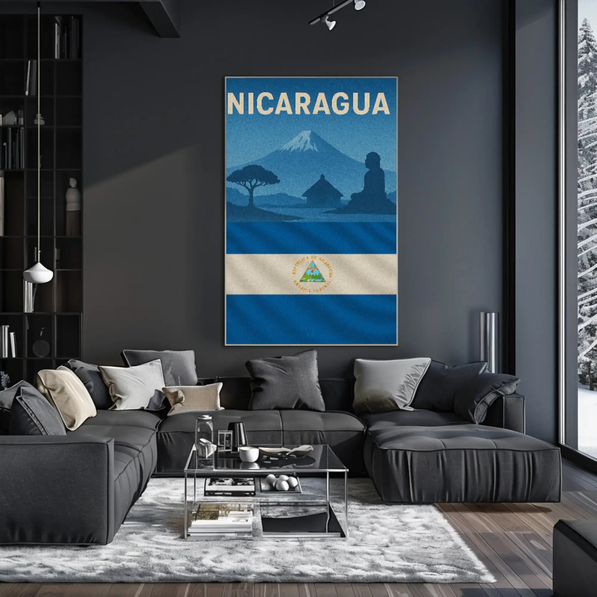Nicaragua Vintage Scenic Travel Poster PosterGoat