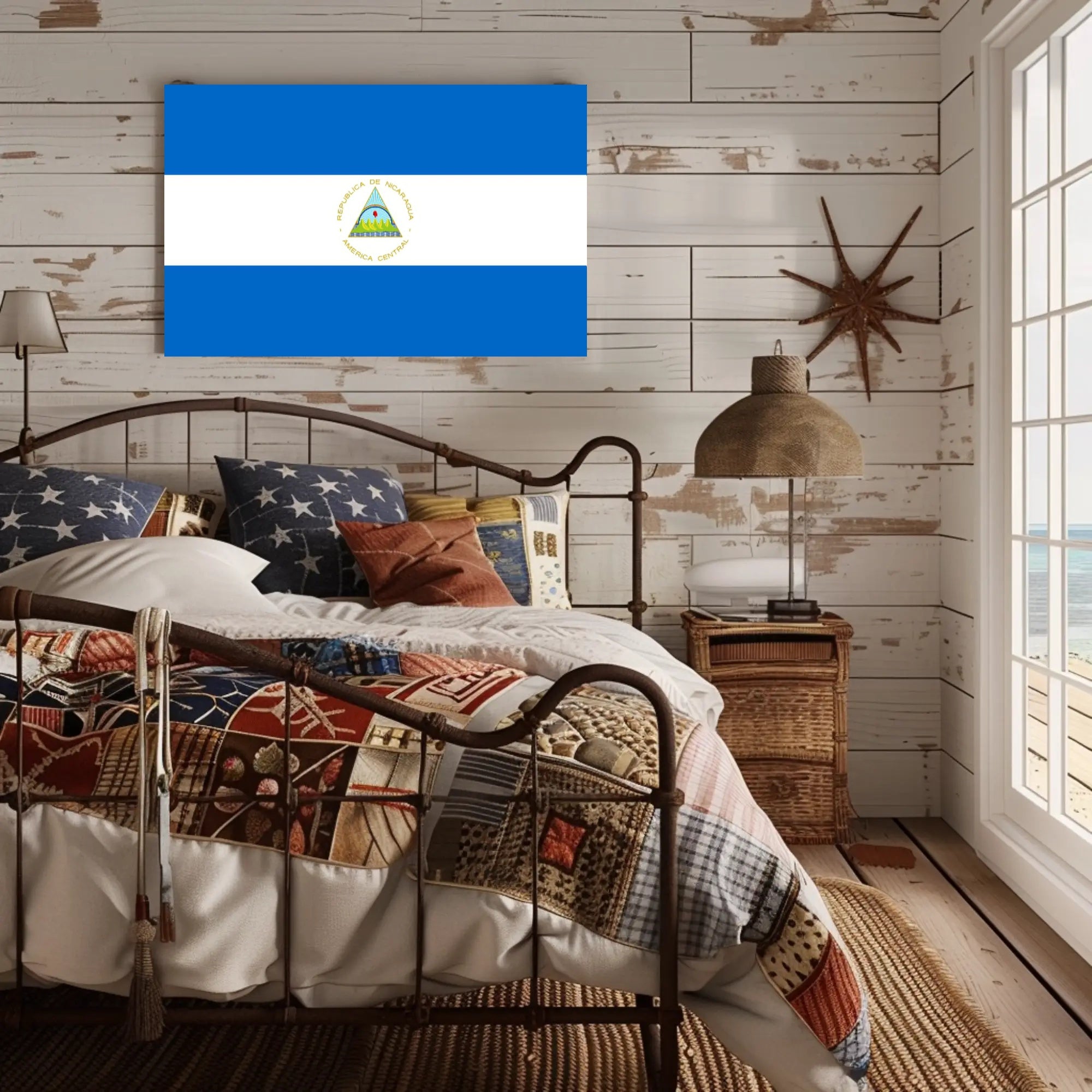 Nicaraguan National Flag Representation Country Flag Poster PosterGoat