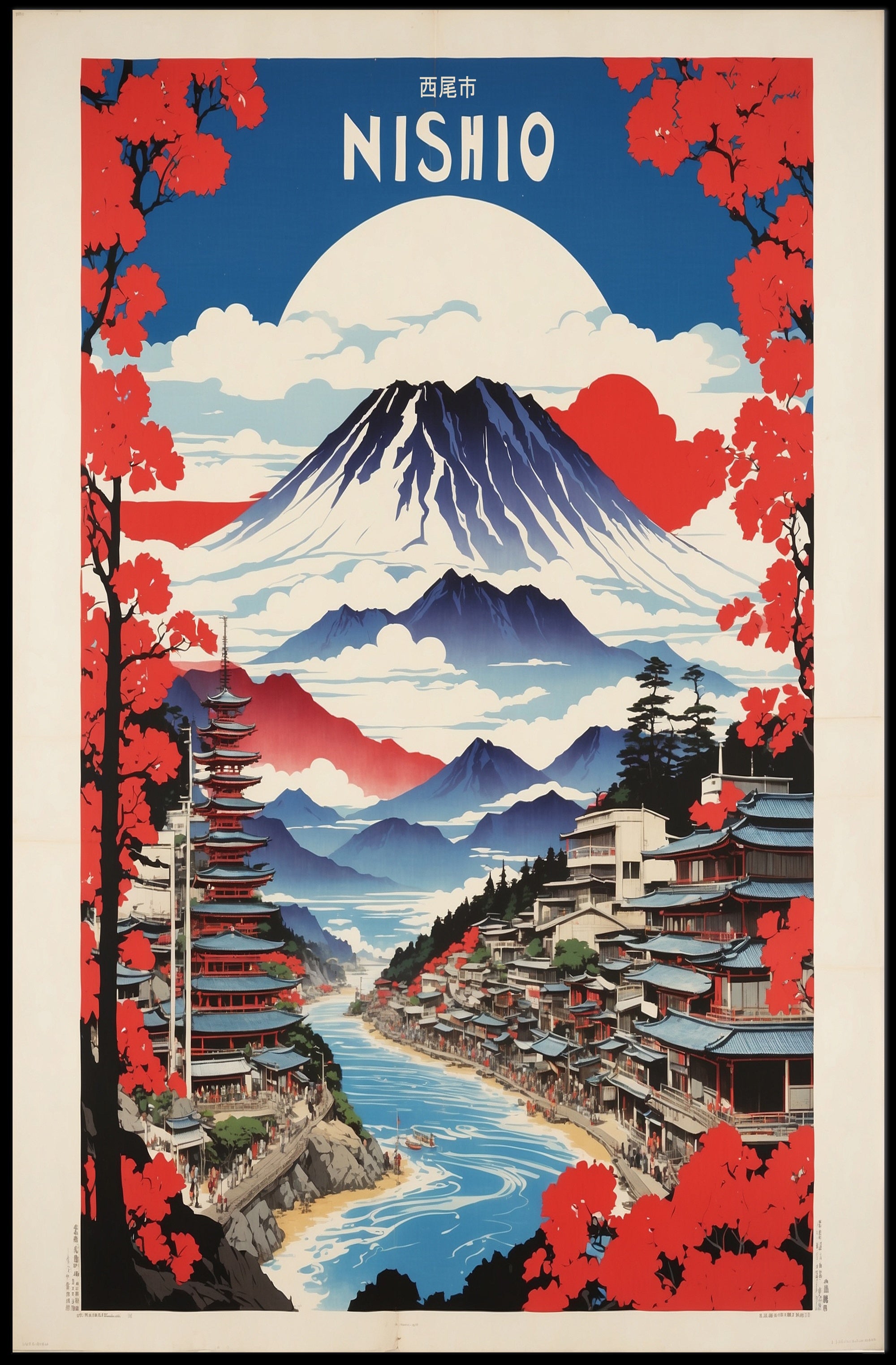 Nishio's Majestic Mountain Travel Poster PosterGoat