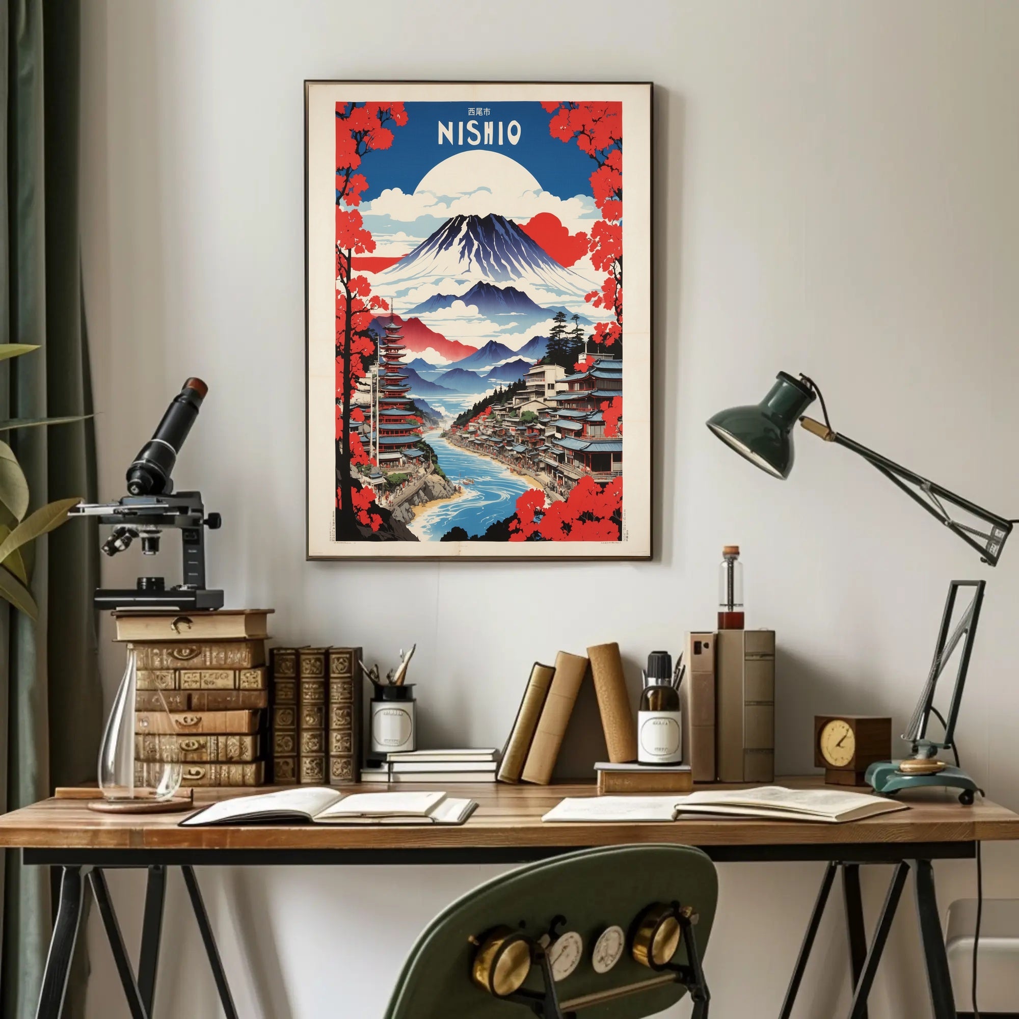 Nishio's Majestic Mountain Travel Poster PosterGoat