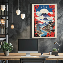 Nishio's Majestic Mountain Travel Poster PosterGoat