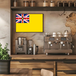 Niue Flag Poster Featuring Vibrant Modern Graphic Elements PosterGoat