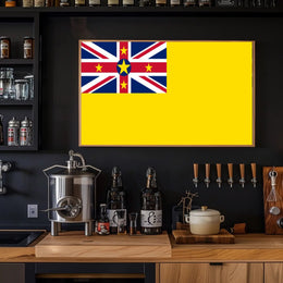 Niue Flag Poster Featuring Vibrant Modern Graphic Elements PosterGoat