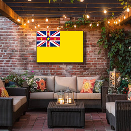Niue Flag Poster Featuring Vibrant Modern Graphic Elements PosterGoat
