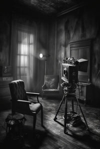 Noir-Inspired Vintage Film Set Art Print - Artistic Poster PosterGoat