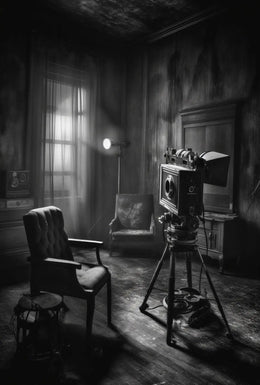 Noir-Inspired Vintage Film Set Art Print - Artistic Poster PosterGoat
