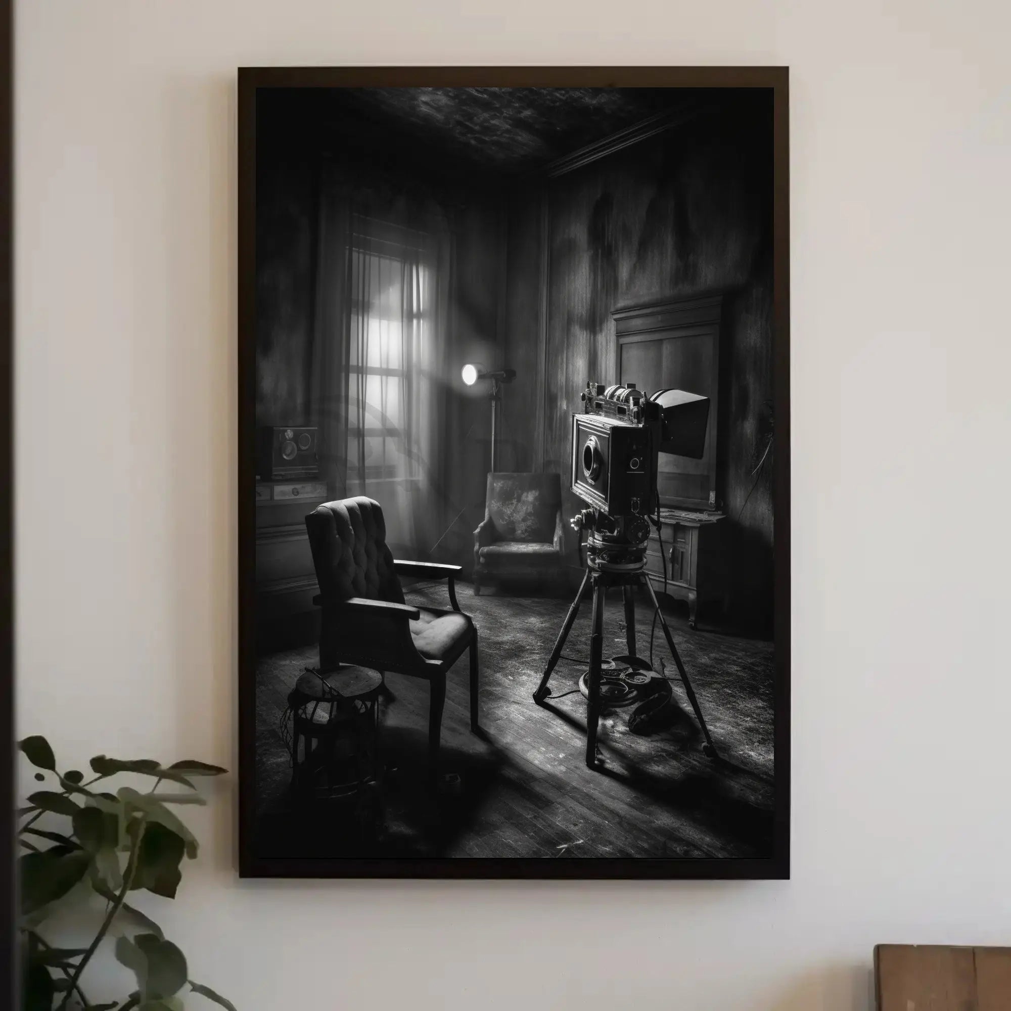 Noir-Inspired Vintage Film Set Art Print - Artistic Poster PosterGoat