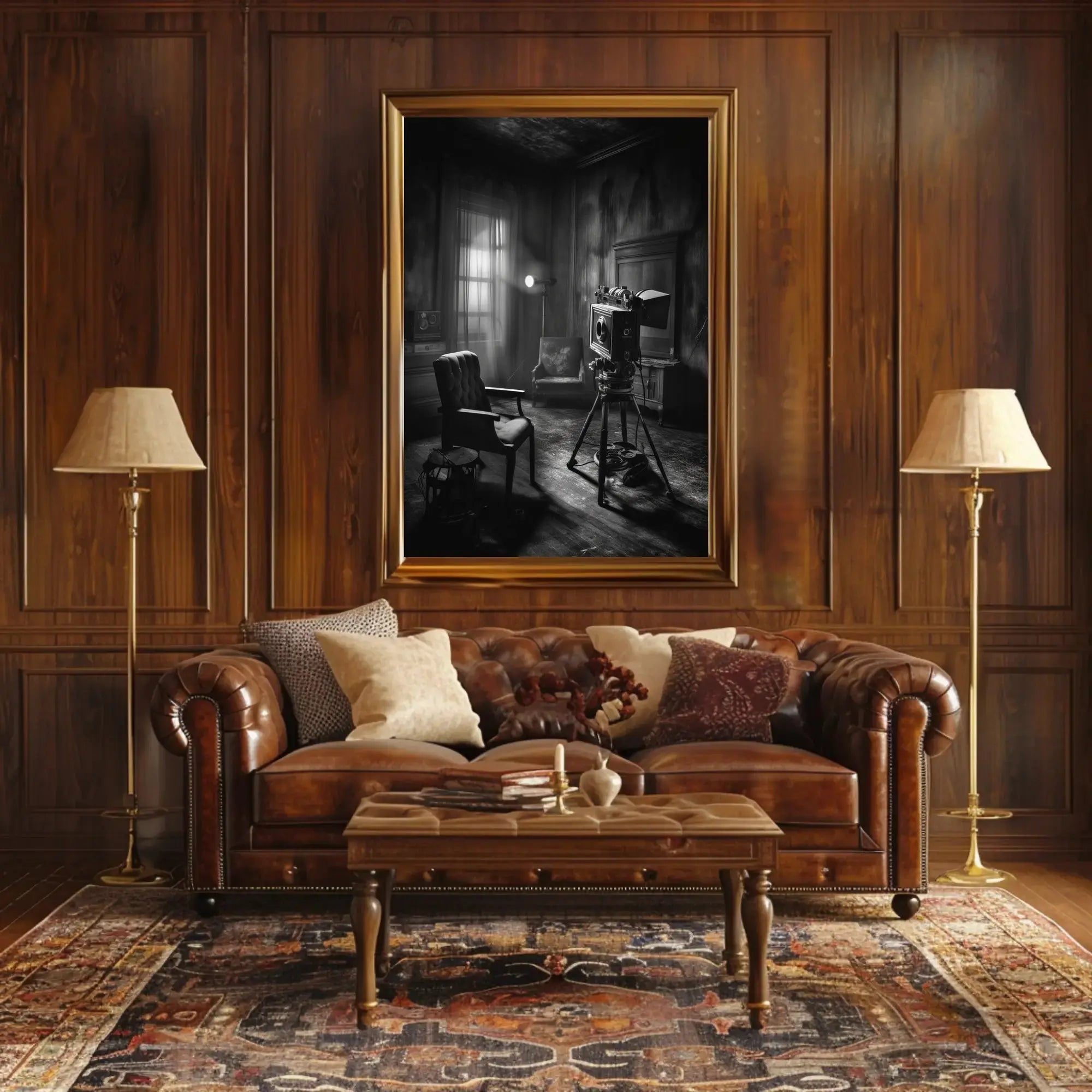 Noir-Inspired Vintage Film Set Art Print - Artistic Poster PosterGoat