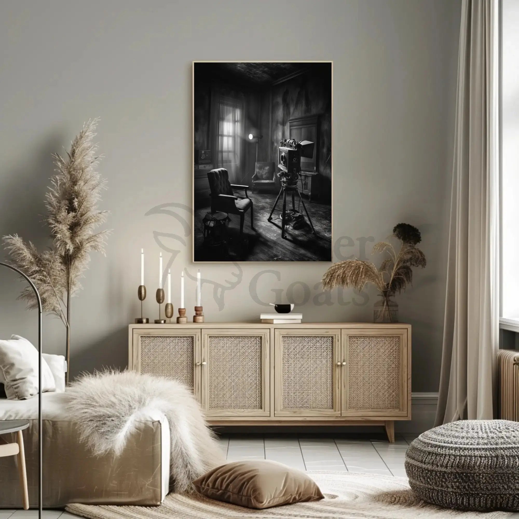 Noir-Inspired Vintage Film Set Art Print - Artistic Poster PosterGoat